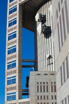 Top of the Tokyo Metropolitan Government Building with a blue sky in the background