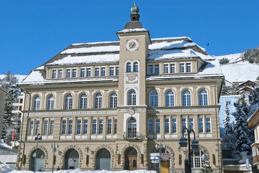Town Hall in St Moritz in the winter, Switzerland