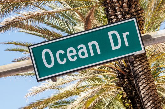 street sign of famous street Ocean Drive