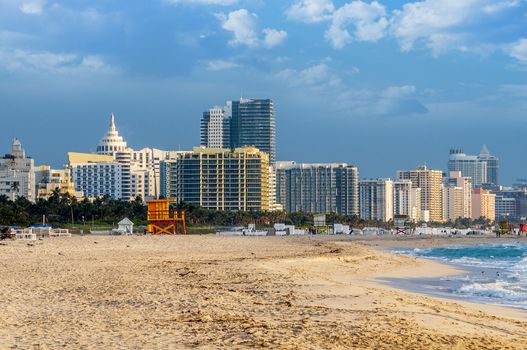 Miami south beach, view from port entry channel, Floride, USA. 