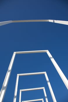 Building in construction, Metallic structure against a clear sky