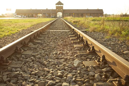 Entrance of the Nazi Auschwitz-Birkenau concentration camp.