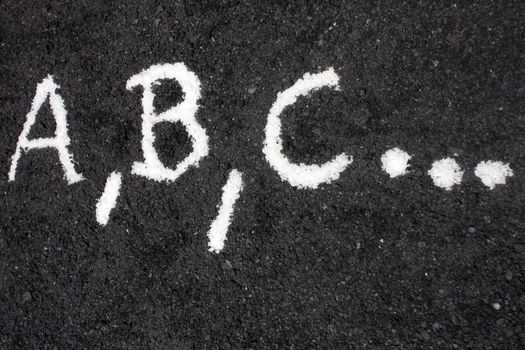 Letters ABC written on the floor in a school in Sicily