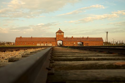 Entrance of the Nazi Auschwitz-Birkenau concentration camp.