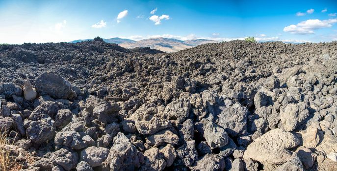 Cold lava close by the Etna volcano in Sicily due to old eruptions, Italy 2011