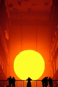 London - January 21, 2004: Eliasson's The Weather Project, which created a fake sun inside the Tate Modern, drew more than two million visitors to the London gallery.