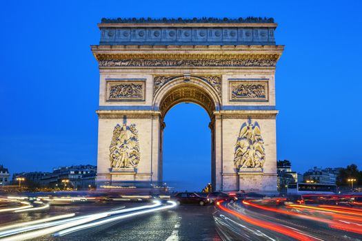 Arch of Triumph at night, Paris, France 