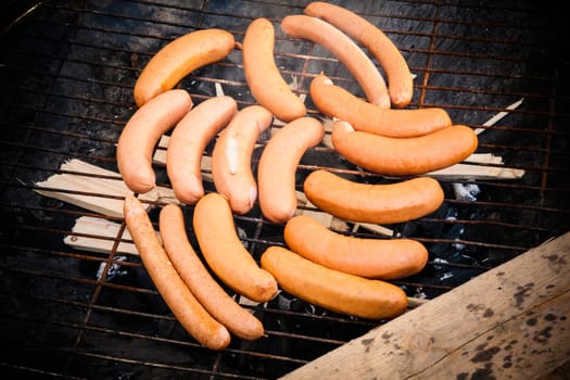 Sausages in a ghetto grill