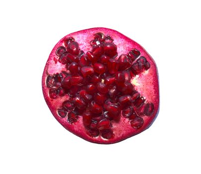 Red pomegranate seeds to slice the fruit plants Pomegranate on a white background