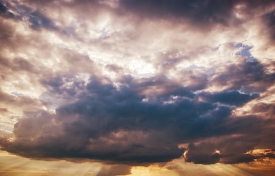 storm clouds at sunset before the storm