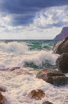  sea waves   rolling on stones