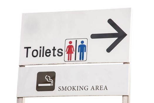 Only sign is for toilets and for smoking area
