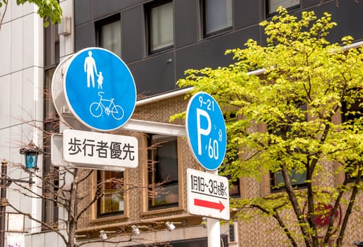 Traffic sign for bicycles and pedestrian shared route