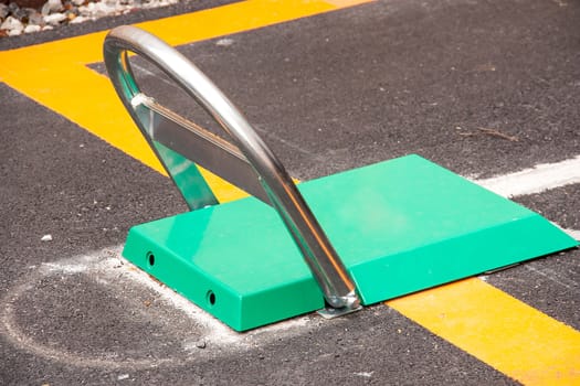 Barrier steel blocking on the road