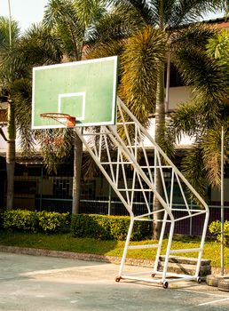 Outdoor Basketball Hoop on coconut trees background