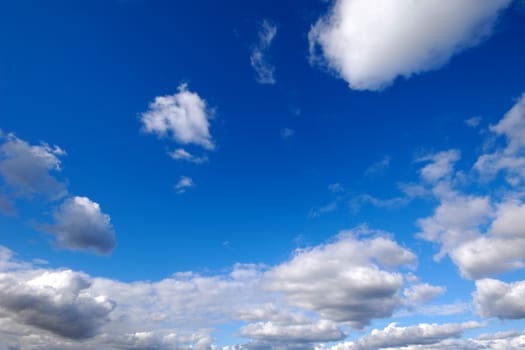 White clouds and blue sky.