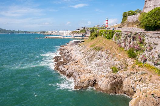 Coastline in Plymouth in a sunny day, Great Britain