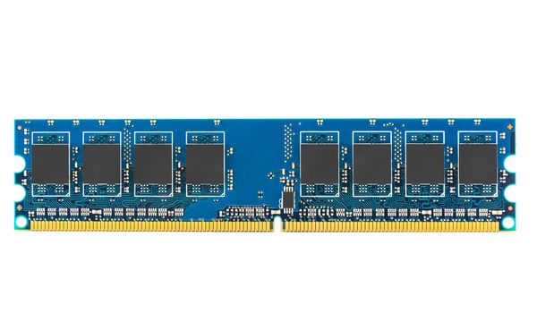 DDR RAM memory module isolated on white background with clipping path