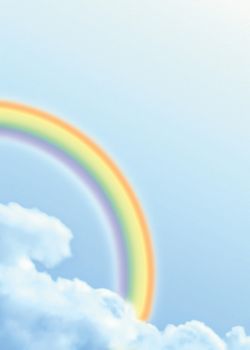 Illustration of a Rainbow in the sky with clouds