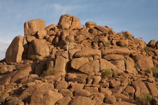 Details of stones in the Brandberg Conservation area in Namibia with sunset