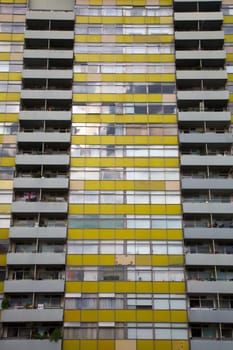 Yellow windows facade in the center of London, UK