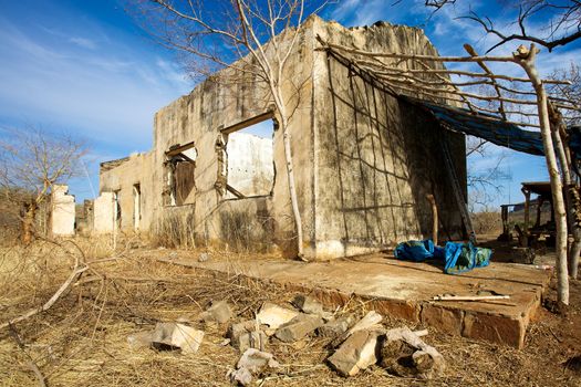 Abandoned old house in Gouina under restoration located in the bush, close to the Gouina Falls in Mali