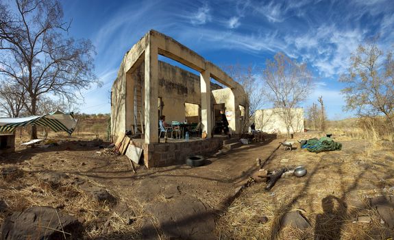 Abandoned old homestead near by Kayes in Mali. horizontal composition.