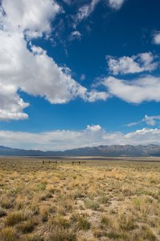 Ladscape on the Nevada highway 50. Route 50 or the loneliest road in America, Nevada