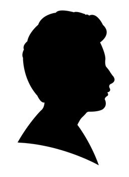 Silhouette of a boys head in black, vector