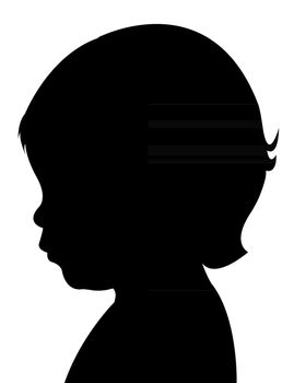 two years old baby head silhouette, vector