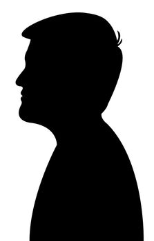 Silhouette of a boys head in black, vector