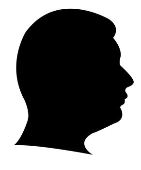 Silhouette of a boys head in black, vector