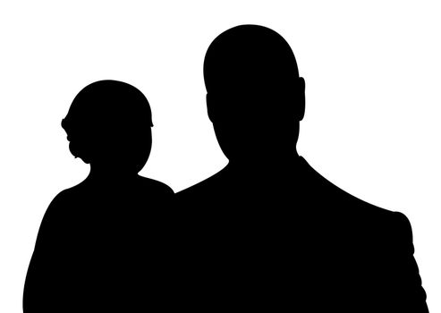 father and baby girl together, silhouette vector