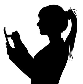 business woman taking notes, silhouette vector