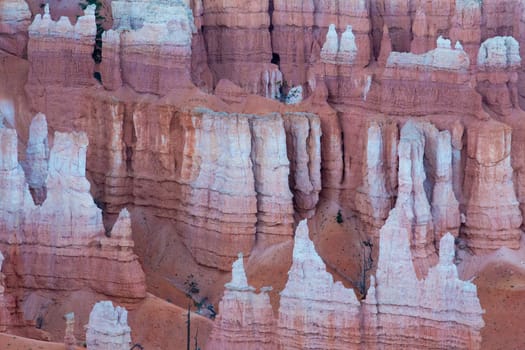 Panoramic view to one of the amphitheatres of Bryce Canyon late afternoon with sunset