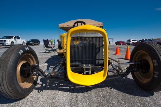 BONNEVILLE SALT FLATS, UTAH - SEPTEMBER 8: The official yellow Salt Flats Racing Association speed car during the World of Speed 2012.