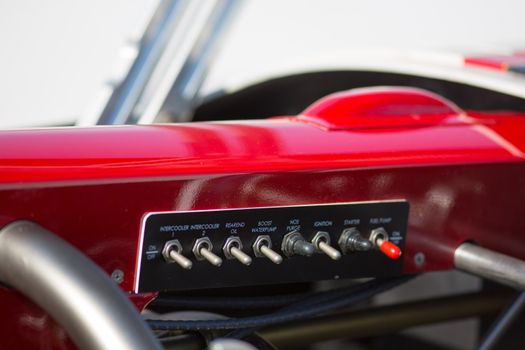 Cockpit view of pro-stock racecar at Raceway Park Bonneville Salt Flats, Utah.