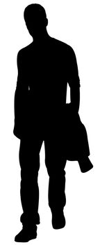 Walking young man, silhouette vector