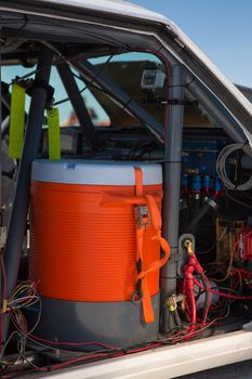 BONNEVILLE SALT FLATS, UTAH, SEPTEMBER 8: Detail of a cooling tower inside a racing car during the World of Speed 2012.