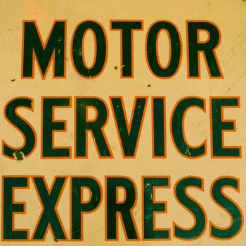 retro motor service garage sign, corrogated metal
