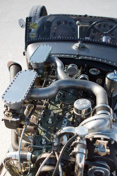 BONNEVILLE SALT FLATS, UTAH, SEPTEMBER 8: Detail of a vintage Packard car engine during the World of Speed 2012.