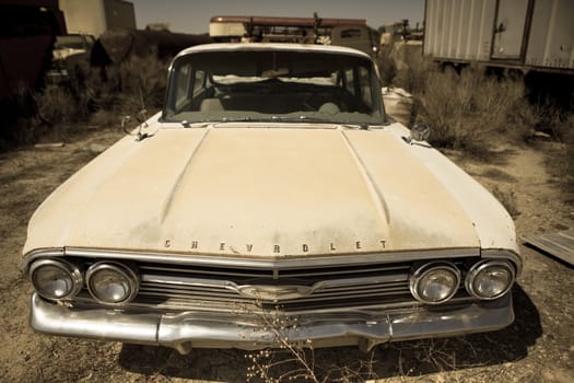 Abandoned vintage car in the Utah, vintage style photo