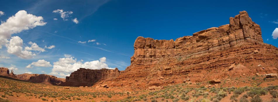 Panoramic view of the Valley of the Gods near Monument Valley in southwest Utah.