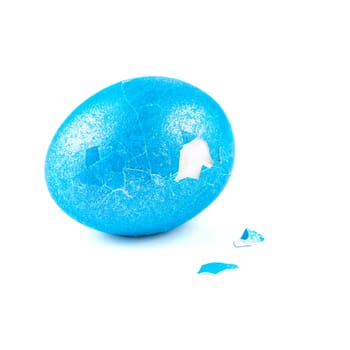 cracked easter egg on white background