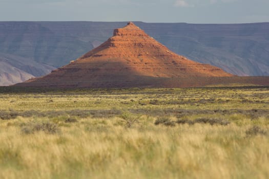 Valley Of Gods in Utah on the way to Monument Valley National Park. Panoramic view of American Southwest.