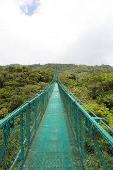Panoramic view from Santa Elena Cloud Forest from a suspended bridge in Costa Rica