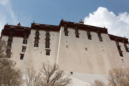 Back of the Potala Palace in Lhasa. Historic home of the Dalai Lama. A UNESCO World Heritage site. China 2013