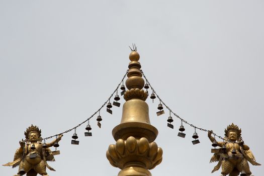 Religious gold symbol on top of a temple in Lhasa, China 2013