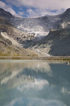 Amazing view of mountain lake Moiry in the Valais, Switserland.
