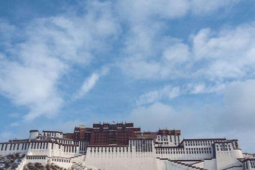 Blue sky in the background and the Potala palace in Lhasa, Tibet